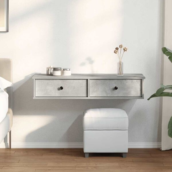 vidaXL Wandregal mit Schubladen Betongrau 100x37,5x19 cm Holzwerkstoff