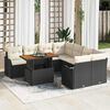vidaXL Garten-Sofa-Set mit Kissen 7 pcs Schwarz und Creme