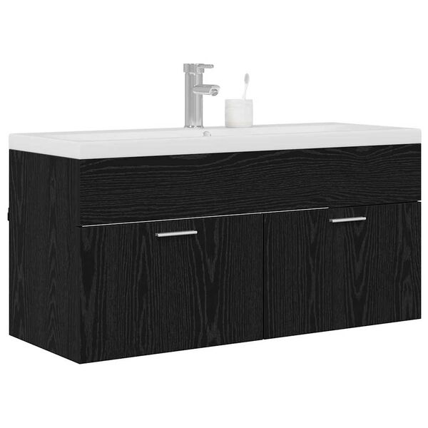 vidaXL Badezimmerschrank Schwarz Eichen-Optik 100 x 38,5 x 46 cm