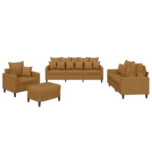 vidaXL 4-tlg. Sofagarnitur mit Kissen Braun Samt