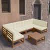 vidaXL 7-tlg Garten-Lounge-Set mit Kissen Honigbraun Massivholz Kiefer