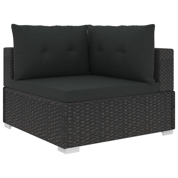 vidaXL 6-tlg. Garten-Lounge-Set mit Kissen Poly Rattan Schwarz