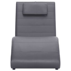 vidaXL Chaiselongue mit Kissen Grau Kunstleder