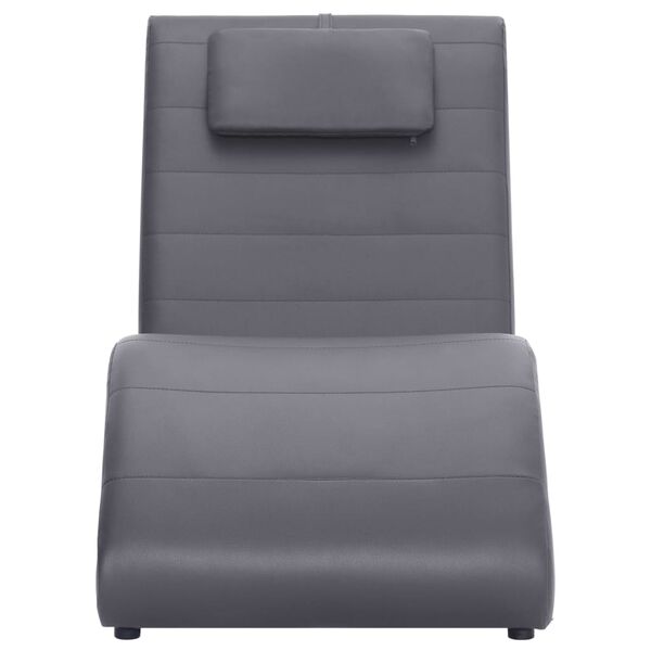 vidaXL Chaiselongue mit Kissen Grau Kunstleder