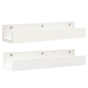vidaXL Wandregale 2 Stk. Wei&szlig; 50x12x9 cm Massivholz Kiefer