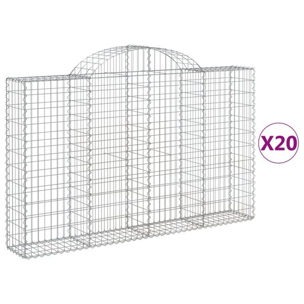 vidaXL Gabionen mit Hochbogen 20Stk. 200x30x120/140cm Verzinktes Eisen