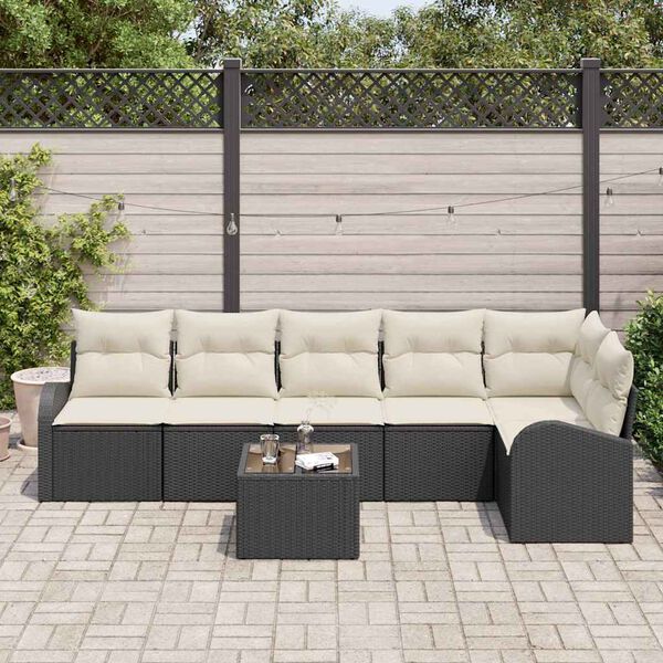 vidaXL Gartensofa-set 7 pcs Schwarz Poly-Rattan
