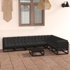 vidaXL 8-tlg. Garten-Lounge-Set mit Kissen Schwarz Massivholz Kiefer