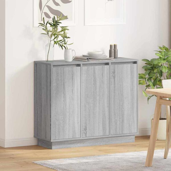 vidaXL LED-Sideboard Graues Sonoma 90 x 32 x 75 cm Holzwerkstoff