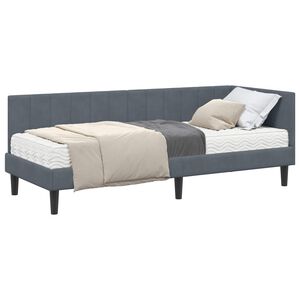 vidaXL Eckbettgestell mit Matratze 2 stk. Dunkelgrau 80 x 200 cm Samt