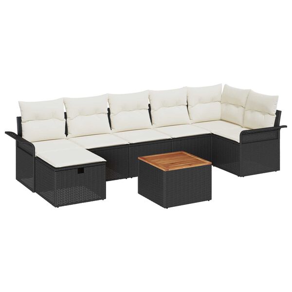 vidaXL Garten-Sofa-Set 8 pcs Schwarz Poly-Rattan
