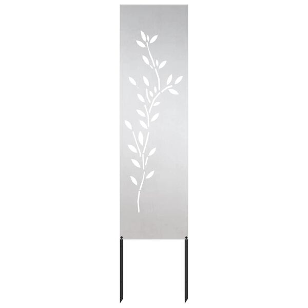 vidaXL Garten Sichtschutz-Leinwand Floral Silber 32 x 140 cm Edelstahl