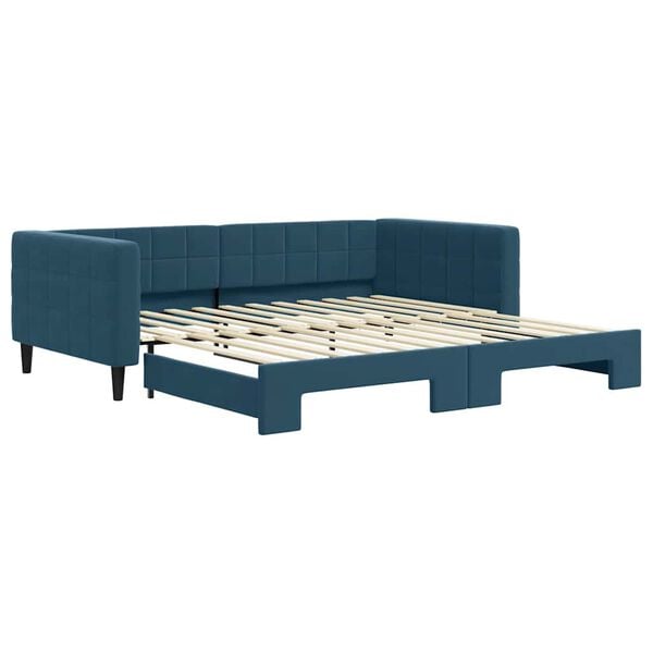 vidaXL Tagesbett Ausziehbar Blau 100x200 cm Samt