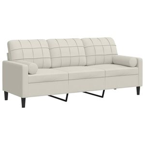 vidaXL 3-Sitzer-Sofa mit Zierkissen Creme 180 cm Samt