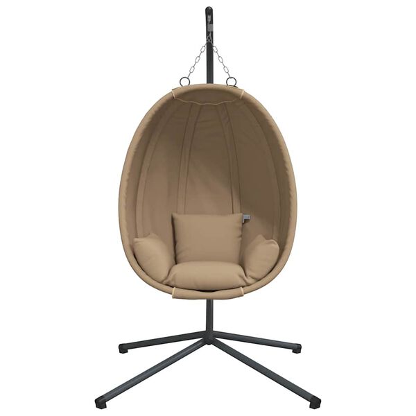 vidaXL H&auml;ngesessel Ei-Design mit St&auml;nder Taupe Rattan und Stahl