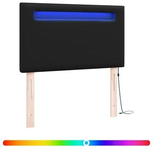 vidaXL LED Kopfteil Schwarz Kunstleder