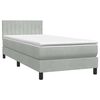 vidaXL Boxspringbett mit Matratze & LED Hellgrau 80x220 cm Samt