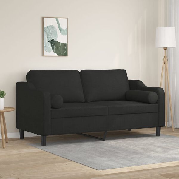 vidaXL 2-Sitzer-Sofa mit Kissen Schwarz 140 cm Stoff