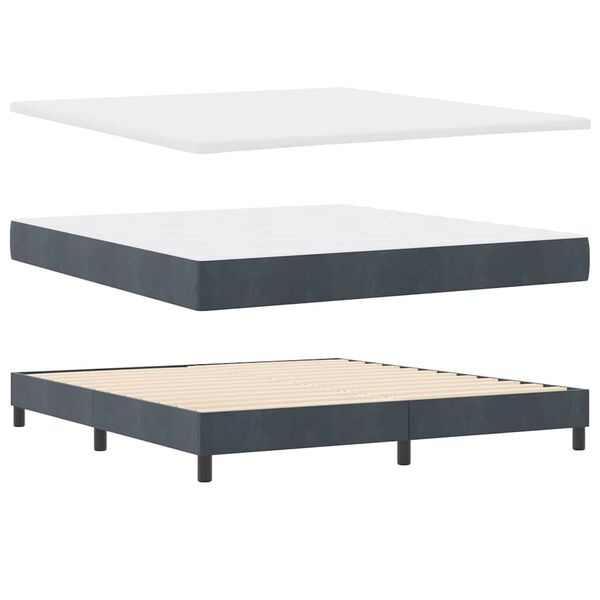 vidaXL Boxspringbett mit Matratze Dunkelgrau 180 x 200 cm Samt