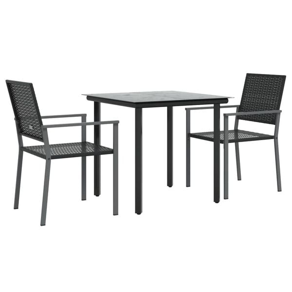 vidaXL 3-tlg. Garten-Essgruppe Poly Rattan und Stahl
