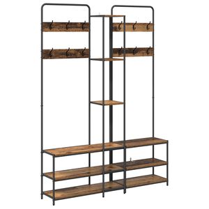vidaXL Garderobenst&auml;nder mit Schuhbank Altholz 143 x 30 x 199,5 cm