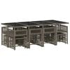 vidaXL 13-tlg. Garten-Essgruppe mit Kissen Grau Poly Rattan