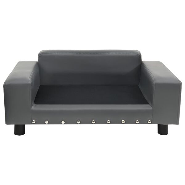 vidaXL Hundesofa Grau 81x43x31 cm Plüsch und Kunstleder