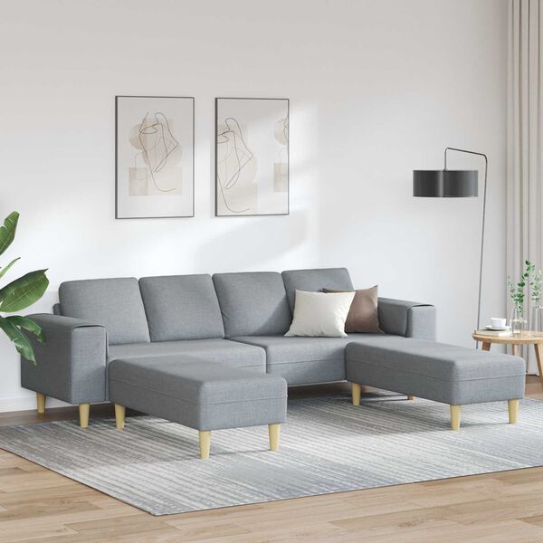 vidaXL Wohnzimmer Couch 3 pcs Hellgrau Polyester