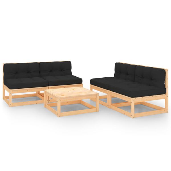 vidaXL 5-tlg. Garten-Lounge-Set mit Kissen Massivholz Kiefer