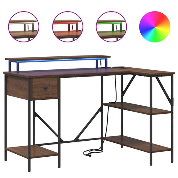 vidaXL Schreibtisch mit Regal Braun Eichen-Optik 120 x 79 x 86,5 cm