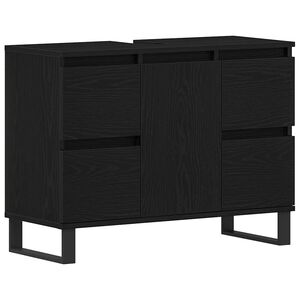 vidaXL Badezimmerschrank mit T&uuml;r Schwarz Eichen-Optik 80 x 33 x 60 cm
