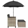 vidaXL Gartensofa 2-Sitzer Sonnenschirm und Hocker Hellgrau Polyrattan