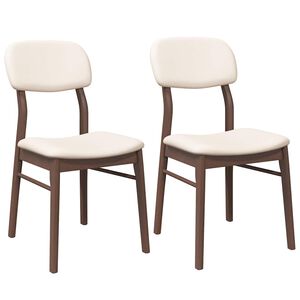 vidaXL Esszimmerst&uuml;hle mit Kissen 2 Stk. Braun Massivholz Gummibaum