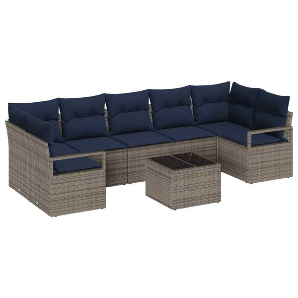 vidaXL Sofa Set 8 pcs Grau Poly-Rattan