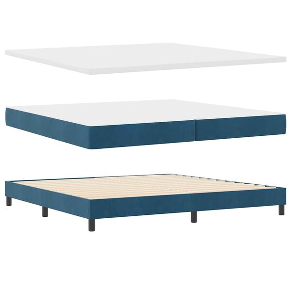 vidaXL Boxspringbett mit Matratze Dunkelblau 200 x 200 cm Samt