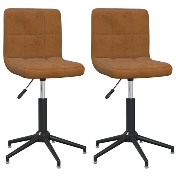 vidaXL Esszimmerst&uuml;hle 2 Stk. Drehbar Braun Samt