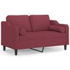 vidaXL 2-Sitzer-Sofa mit Zierkissen Weinrot 120 cm Stoff