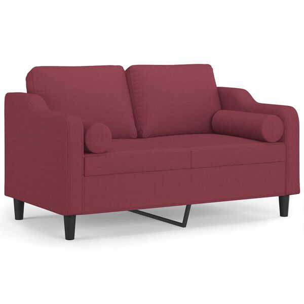 vidaXL 2-Sitzer-Sofa mit Zierkissen Weinrot 120 cm Stoff