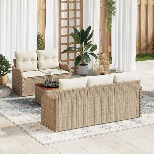 vidaXL Garten-Sofa-Set 6 pcs Beige Poly Rattan