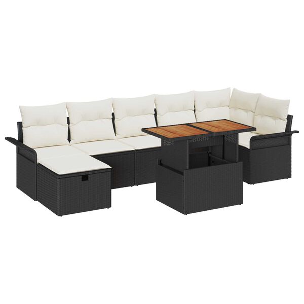 vidaXL Gartensofa-set mit Kissen 8 pcs Schwarz Poly-Rattan