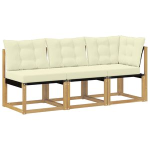 vidaXL Outdoor Mittel- und Ecksofa mit Kissen 3 St&uuml;ck Wei&szlig;