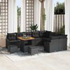 vidaXL Gartensofa-set mit Kissen 12 pcs Schwarz Poly Rattan