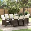 vidaXL Garten Essgruppe mit Kissen 9 pcs Braun Poly Rattan