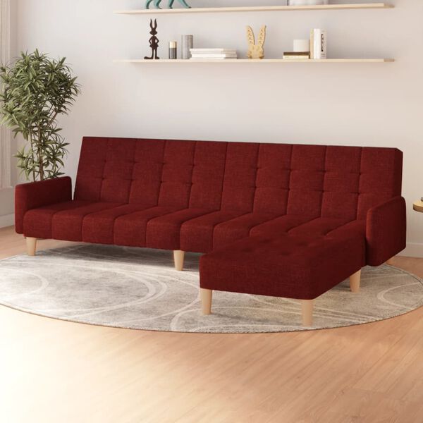 vidaXL Schlafsofa 2-Sitzer mit Fu&szlig;hocker Weinrot Stoff