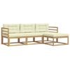 vidaXL Outdoor-Sofagarnitur mit Kissen 4 pcs Wei&szlig; und Creme Polyester