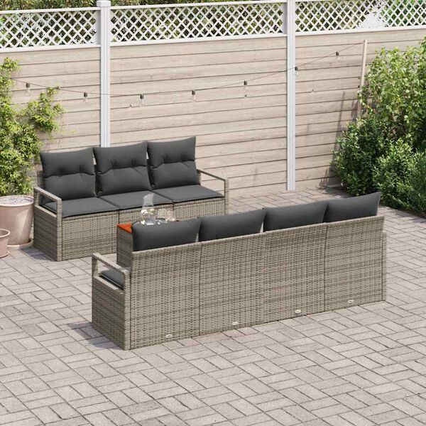 vidaXL Gartensofa-set mit Speicher 8 pcs Grau Poly-Rattan