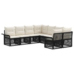 vidaXL Gartensofa-set 8 stk. 8-Sitzanzahl Schwarz und Cremewei&szlig;