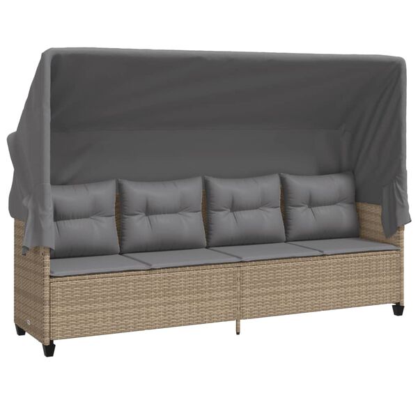 vidaXL 5-tlg. Garten-Sofagarnitur mit Kissen Beige Poly Rattan