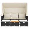 vidaXL Outdoor-Sofa 3-Sitzer mit Dach und Hockern Schwarz Poly-Rattan