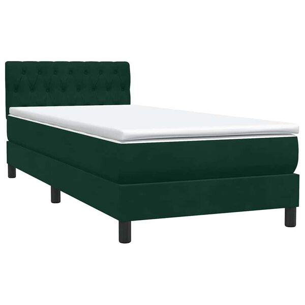 vidaXL Boxspringbett mit Matratze Dunkelgr&uuml;n 80x210 cm Samt